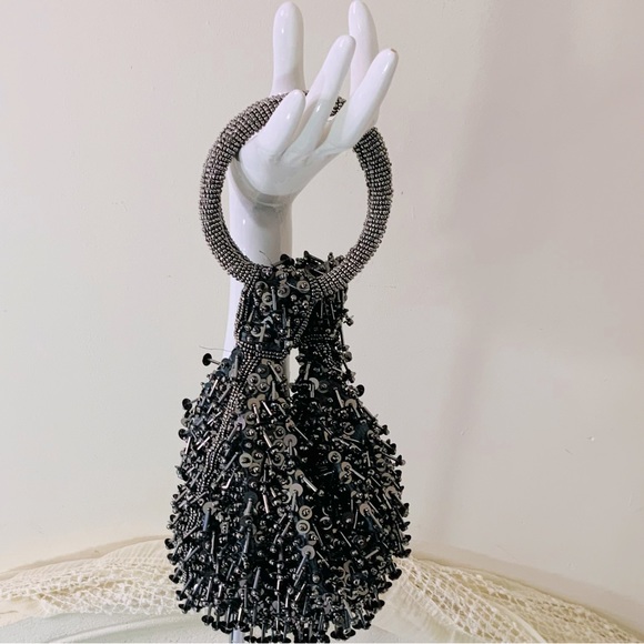 Sphere Beaded Top Handle Bag Wristlet - Picture 2 of 10